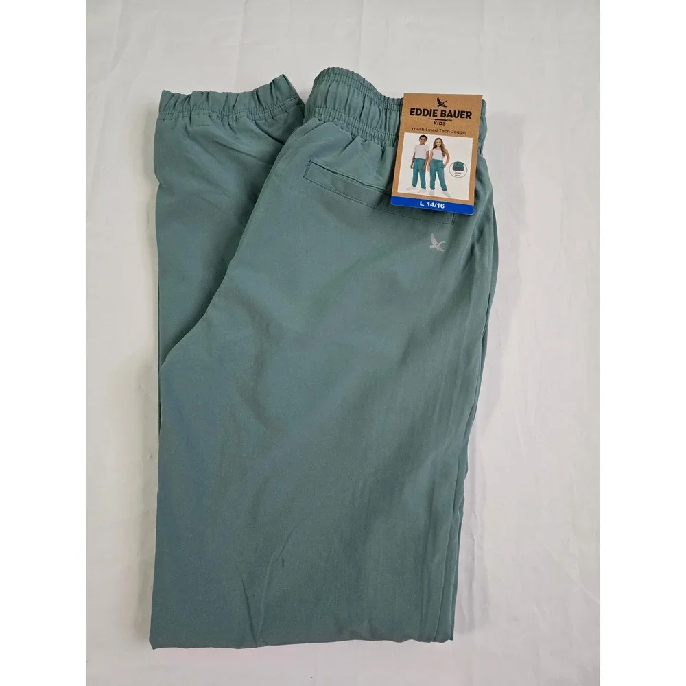 Eddie Bauer Kids Youth Lined Tech Jogger Sage Green L 14/16 Stretch Pants